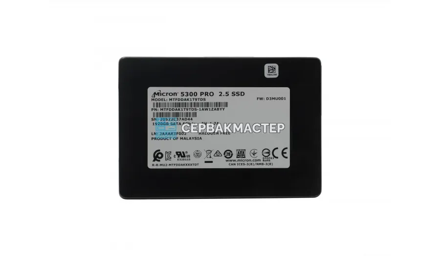 SSD-накопитель Micron 5300 PRO 1.92TB 2.5" SATA 6Gb/s [MTFDDAK1T9TDS]