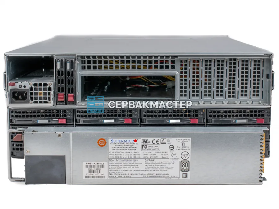 Серверный корпус Supermicro CSE-847 (4U, 24+12 LFF, 2x БП 1600W) [847BE1C-R1K28LPB]