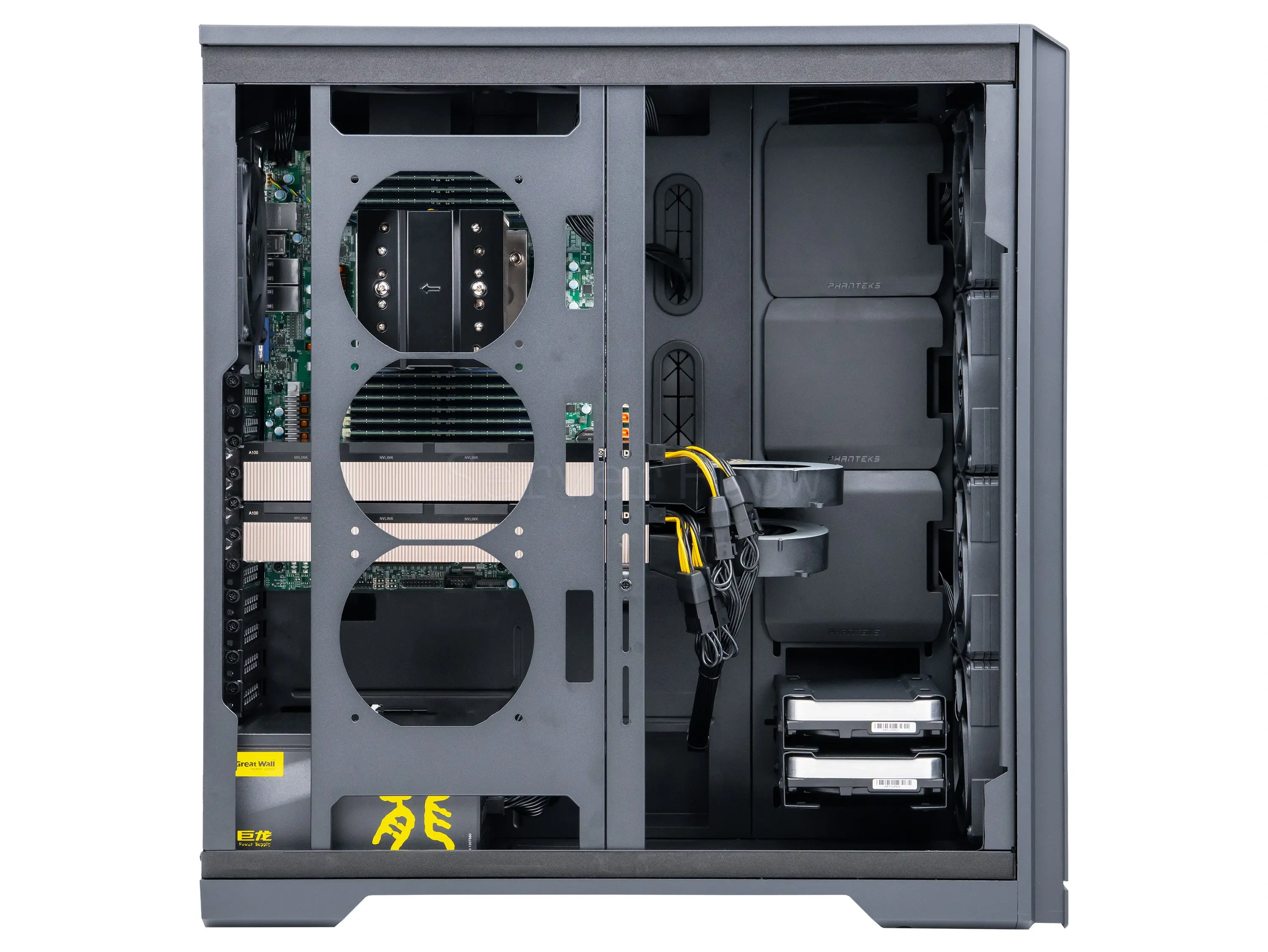 ИИ-сервер Phanteks Enthoo Pro 2 Server Edition с 2× NVIDIA A100 40GB и AMD EPYC 9354 — купить в СервакМастер
